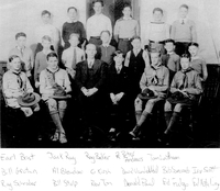 A troop photo in black and white.  There are names under the photo.  The text reads: Earl Brist, Jack Ray, Ray Baker, Peter Andrews, Tom Latham, Bill Grotan, Al Bleadow, G Kirsh, David Van De Wal, Bob Sancomb, Irv Scott, Ray Schroeder, Bill Stolp, Rev Ton, Donald Paul, Ed Fulgo, Ed Hotaling.