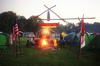 A view of the camporee gateway that was built by the scouts.