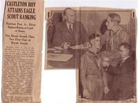 To the left is the text of the article posted above.  To the right is a picture of a scout having his Eagle medal pinned on him.  Above is a scout seemingly having a scoutmaster conference.